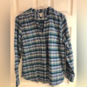 L. L. Bean Women’s Heathered Flannel Shirt, Size Large